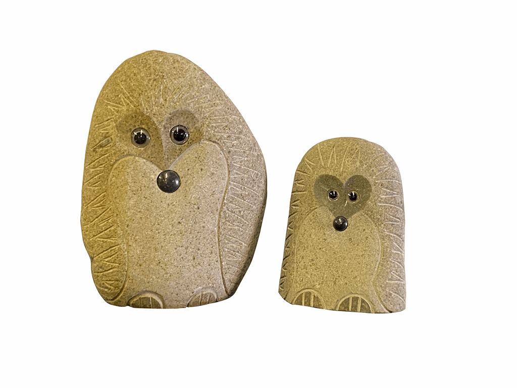 Family of Boulder Standing Hedgehogs 2 Pcs 8"12" - Image 2