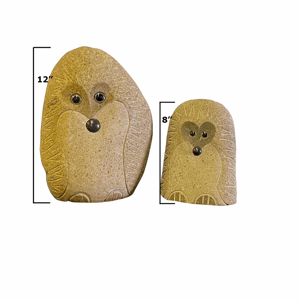 Family of Boulder Standing Hedgehogs 2 Pcs 8"12" - Image 4
