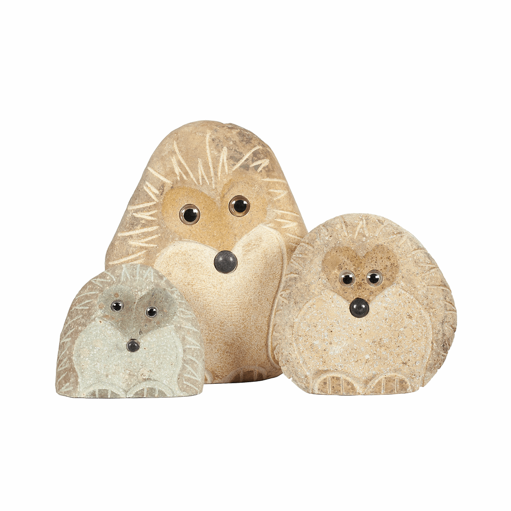 Family of Boulder Standing Hedgehogs 3 Pcs 4"6"8" - Image 2