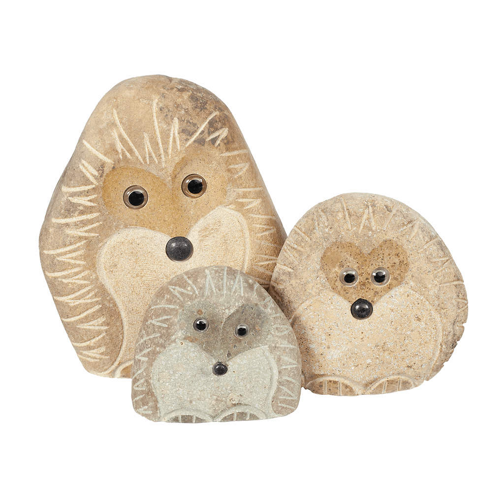 Family of Boulder Standing Hedgehogs 3 Pcs 4"6"8" - Image 3
