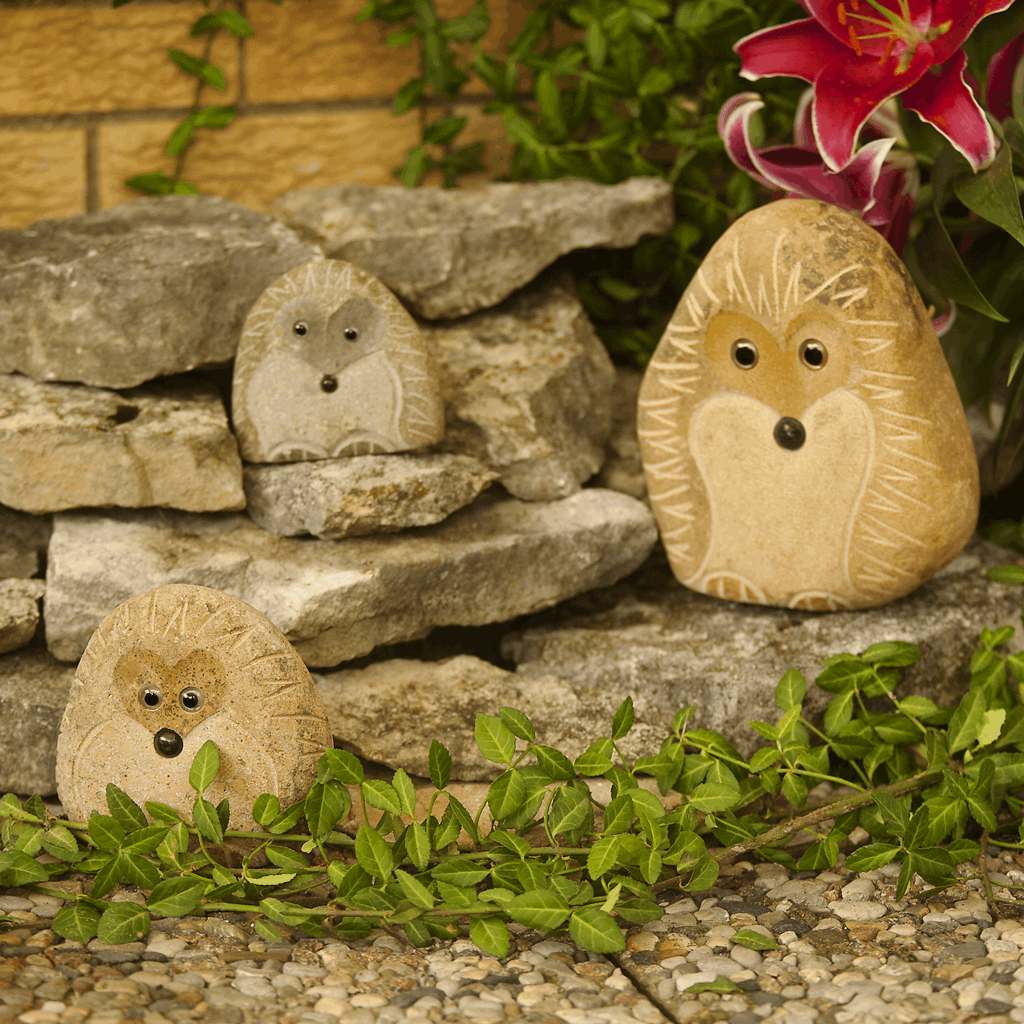 Family of Boulder Standing Hedgehogs 3 Pcs 4"6"8" - Image 6