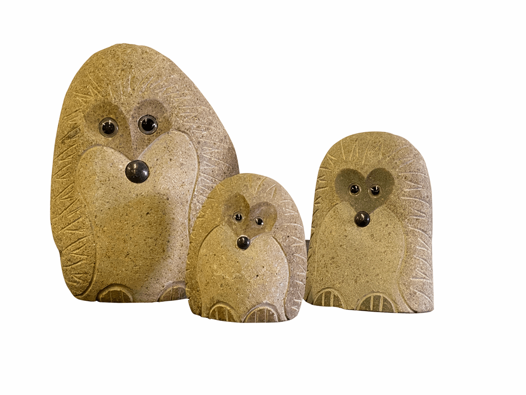 Family of Boulder Standing Hedgehogs 3 Pcs 6"8"12" - Image 2