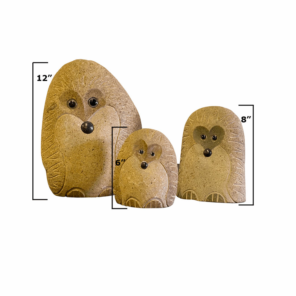 Family of Boulder Standing Hedgehogs 3 Pcs 6"8"12" - Image 4