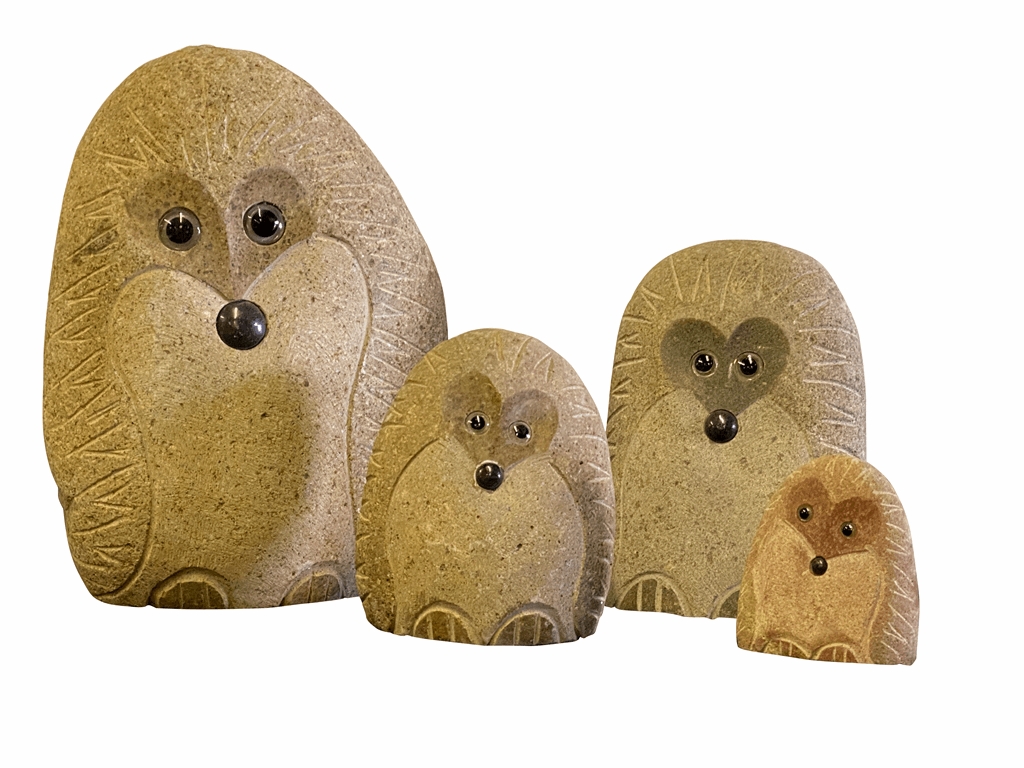 Family of Boulder Standing Hedgehogs 4 Pcs 4"6"8"12" - Image 2