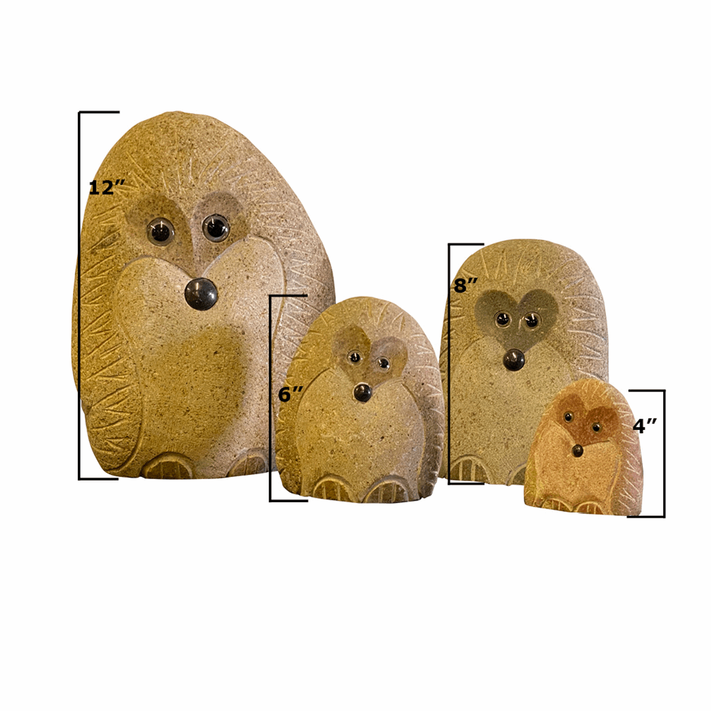 Family of Boulder Standing Hedgehogs 4 Pcs 4"6"8"12" - Image 4