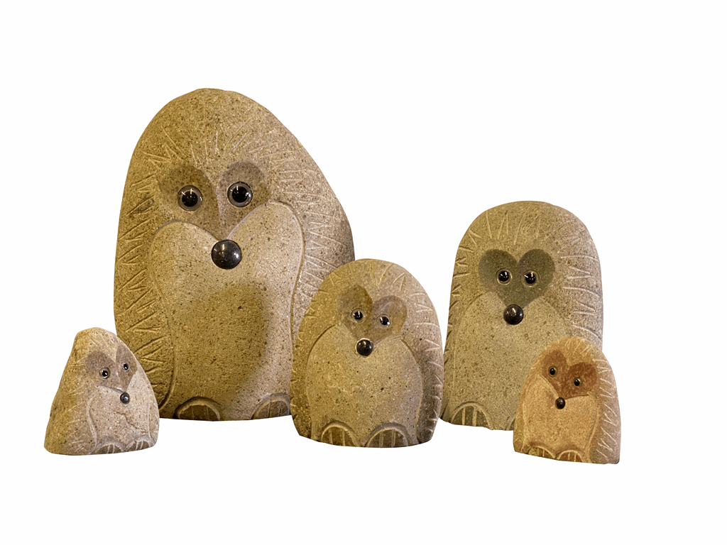 Family of Boulder Standing Hedgehogs 5 Pcs 4"x26"8"12" - Image 2