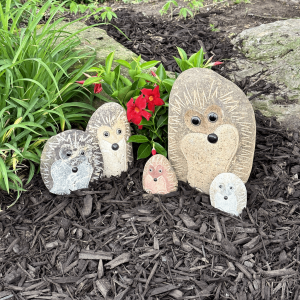 Family of Boulder Standing Hedgehogs 5 Pcs 4"x26"8"12"