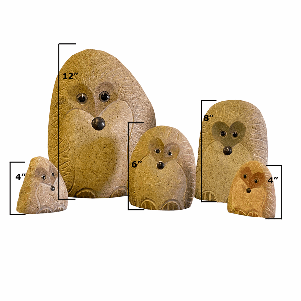 Family of Boulder Standing Hedgehogs 5 Pcs 4"x26"8"12" - Image 4