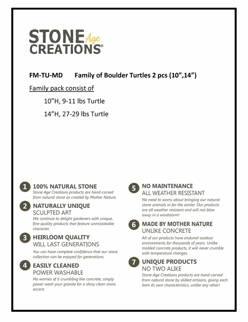 Family of Boulder Turtles 2 Pcs 10"14" - Image 5