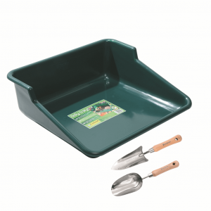 Green Tidy Tray with Stainless Steel Transplanter and Scoop
