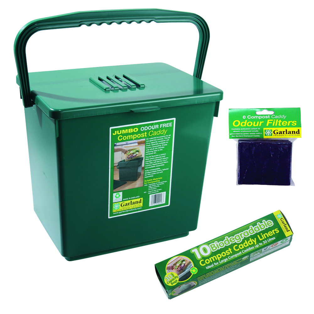 Jumbo Compost Caddy w/Repl Filters and Biodegradable Bags