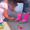 Little Pals Paint Your Own Wellies Rain Boots Pink with Green Trim Kids US Size 9.5 - Image 8