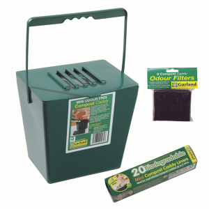 Mini Compost Caddy w/Repl Filters and Biodegradable Bags