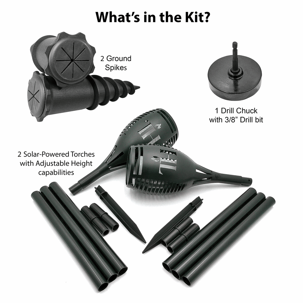 Solar-Powered "TH" Torches with Ground Spikes Set of 2