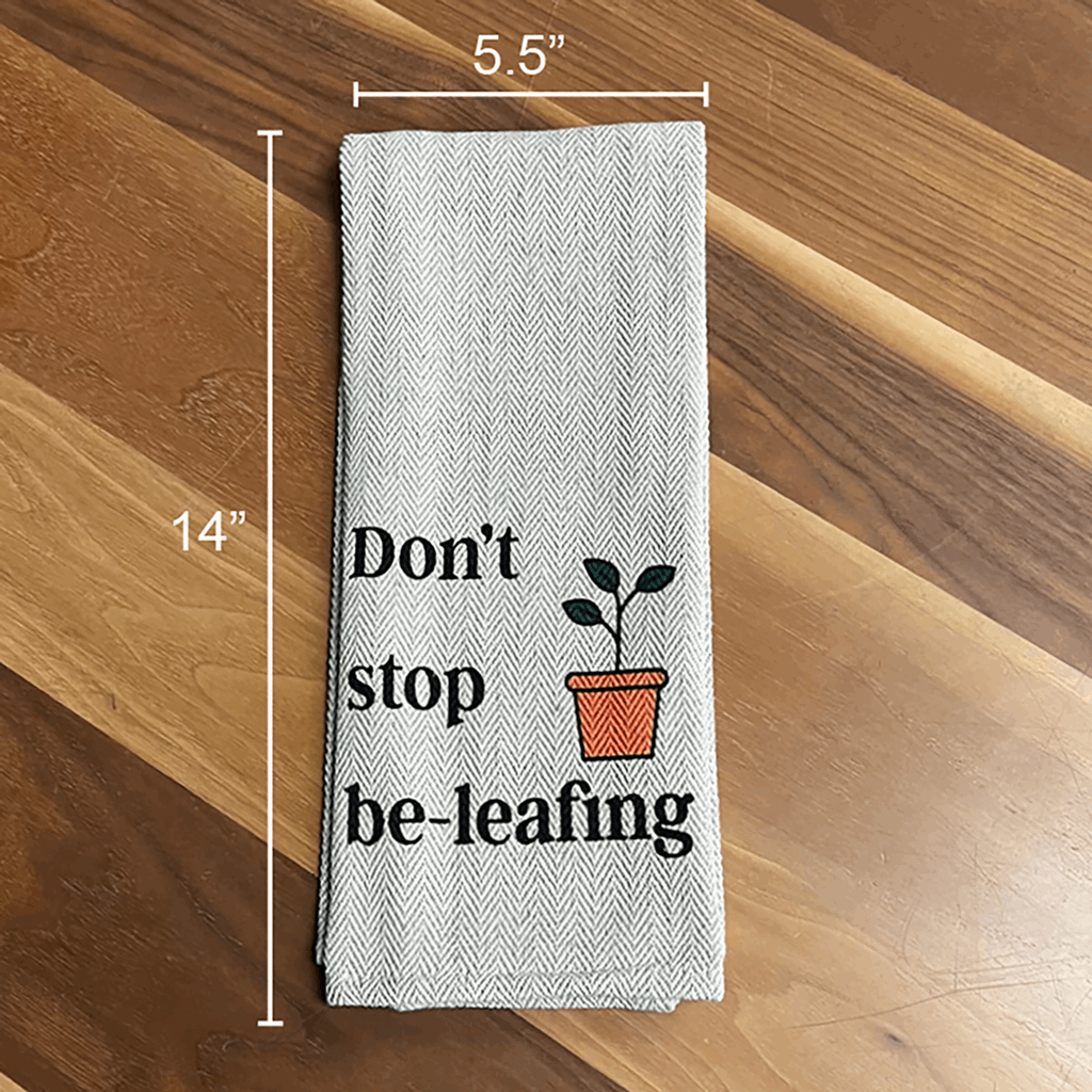 Tea Towel Two Pack - Don't Stop Be-leafing and Everyone Romaine Calm - Image 5