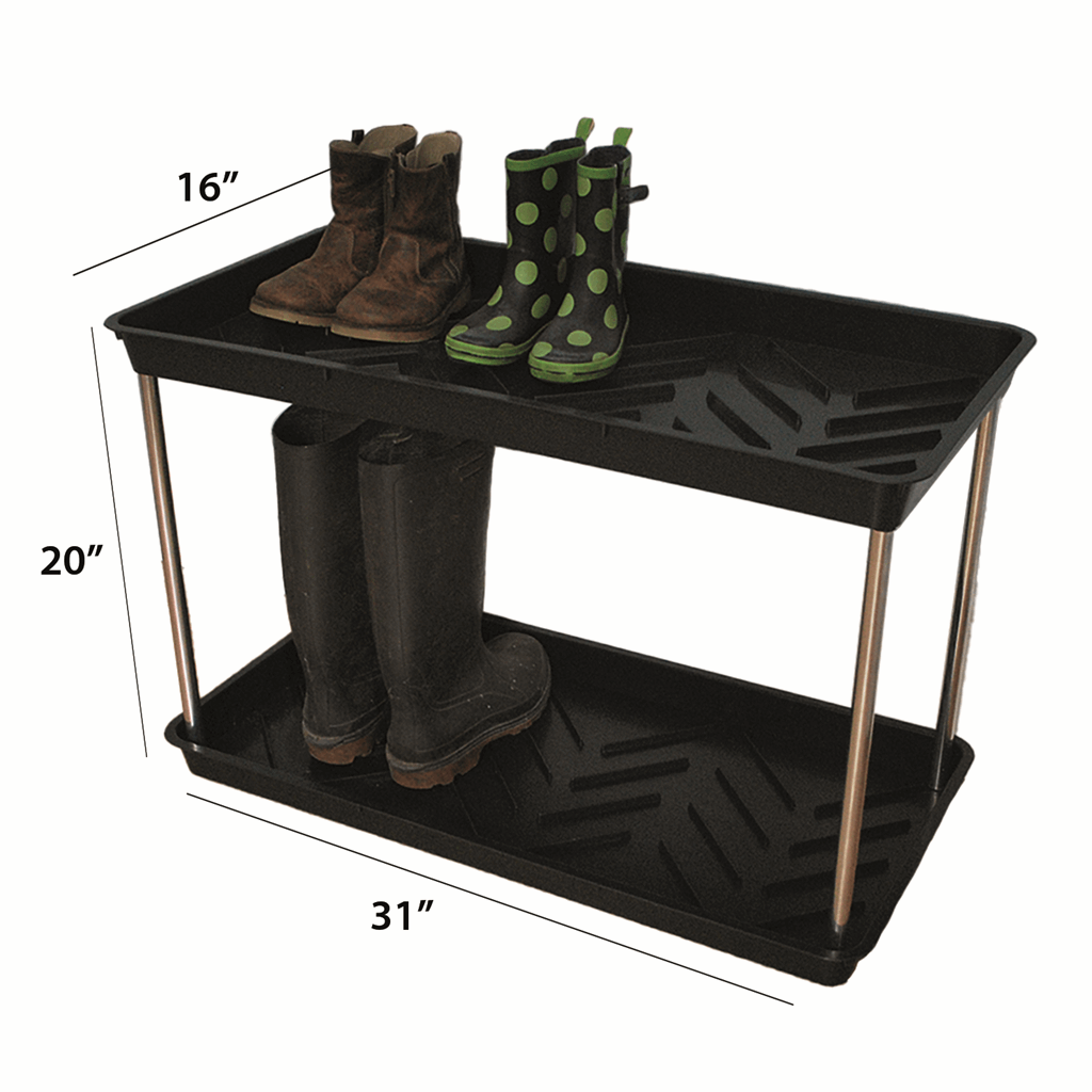 Two Tier Black Boot Tray - Image 3