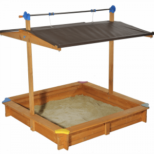 Wooden Children's Sandbox with Retractable Roof 4.66 ft. W x 4.66 ft. L x 4.33 ft. H