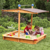 Wooden Children's Sandbox with Retractable Roof 4.66 ft. W x 4.66 ft. L x 4.33 ft. H - Image 3